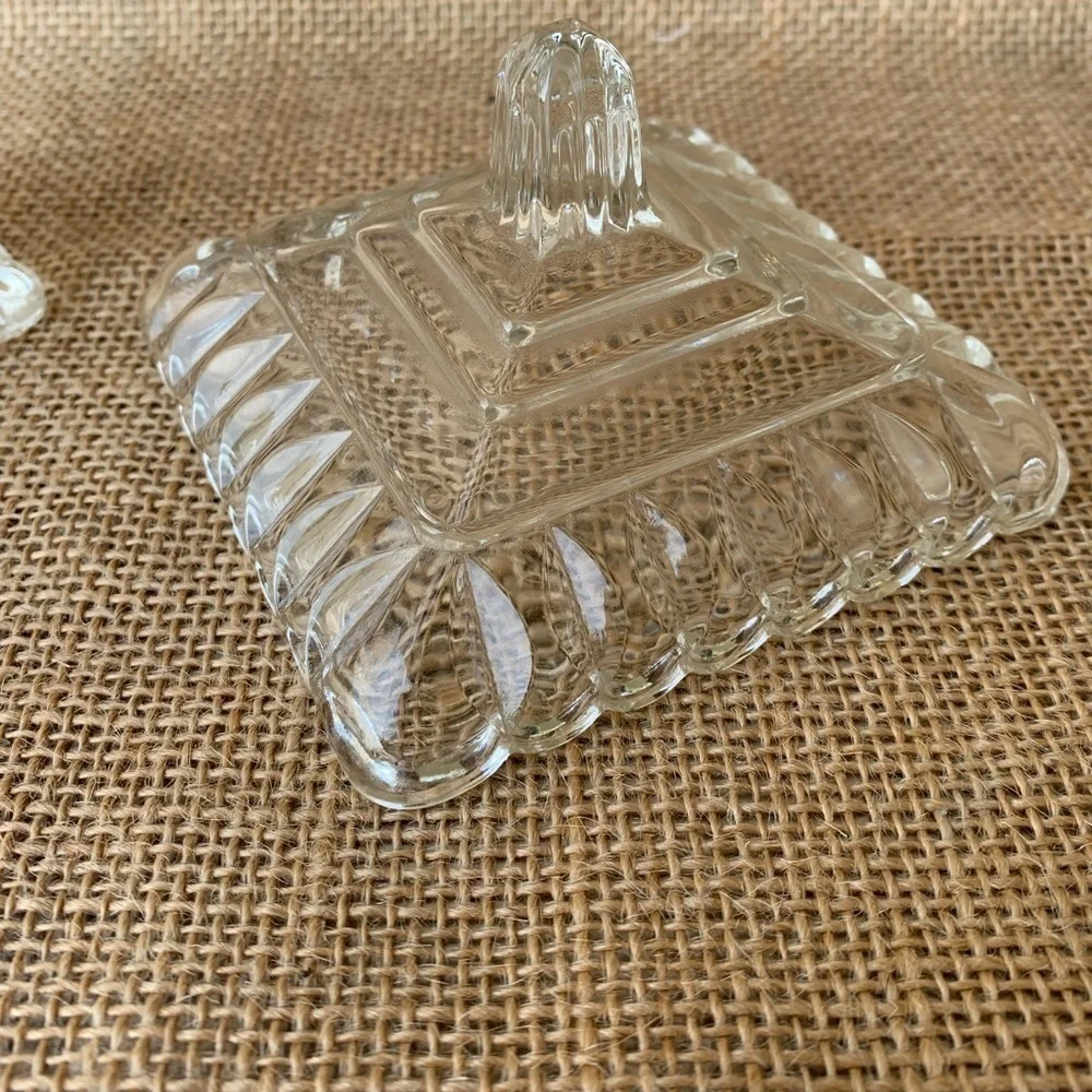 Vintage Glass Jewelry Dish Glass Bowl with Lid